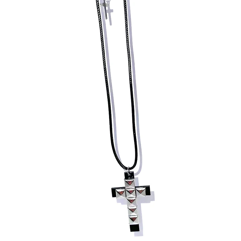 Rivet Cross Pendant Necklace