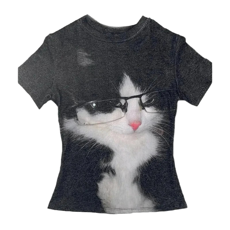 Cat with glasses baby tee