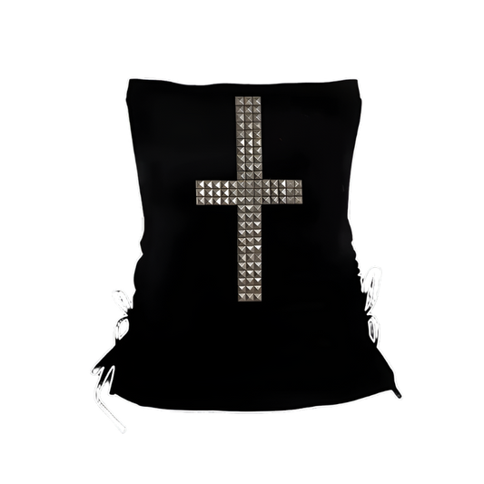 Cross Stamped Bandeaux top