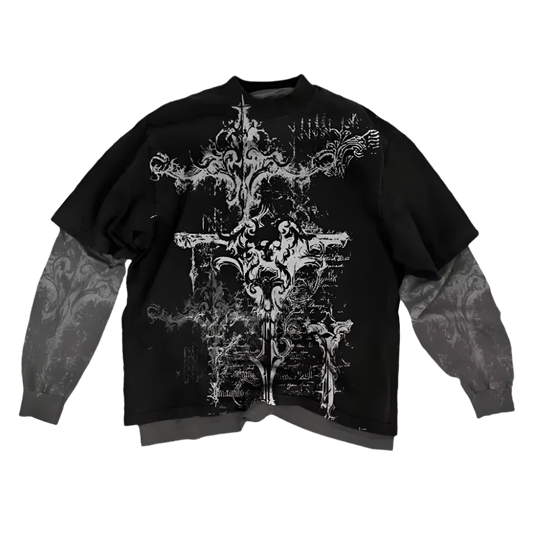 Skull Pattern Long sleeved T shirt