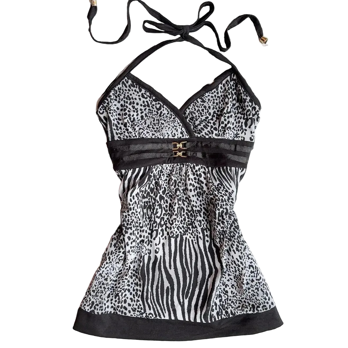Zebra print halter-neck top