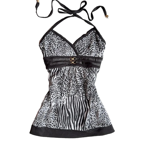 Zebra print halter-neck top