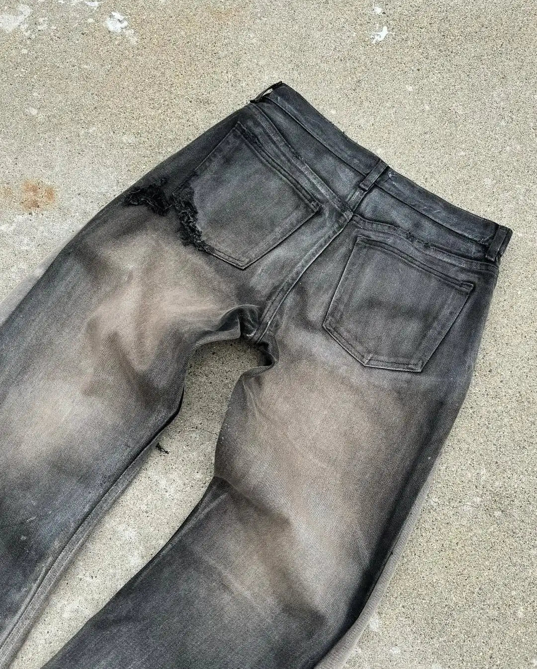 Flared Ripped Pants Two Toned