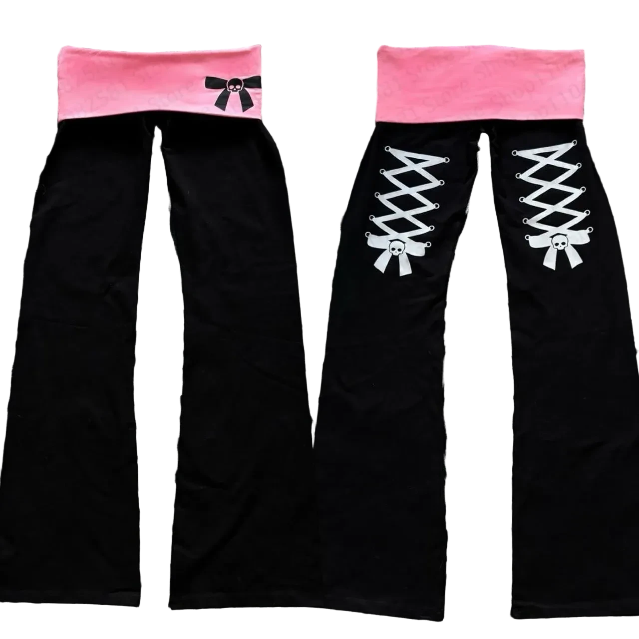 Skull & Bow Fold-Over Flares