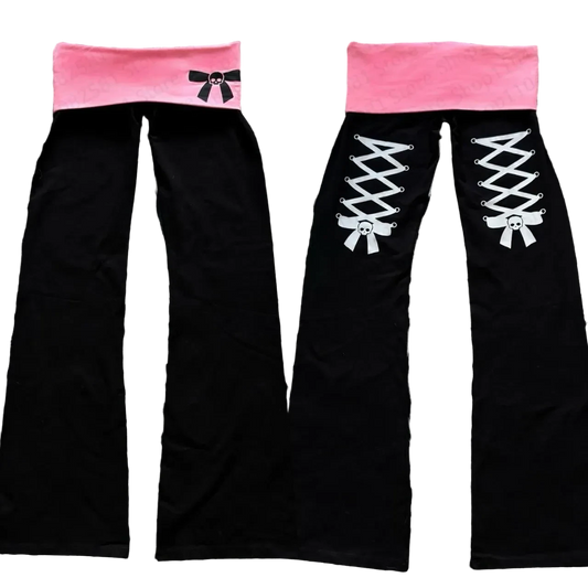 Skull & Bow Fold-Over Flares