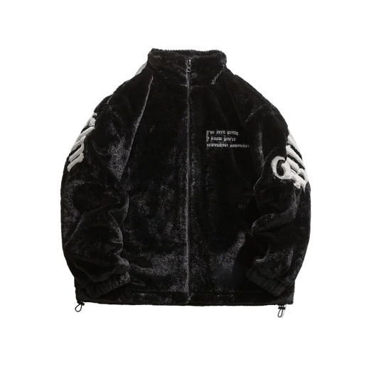 Letter Embroidered Fleece Jacket