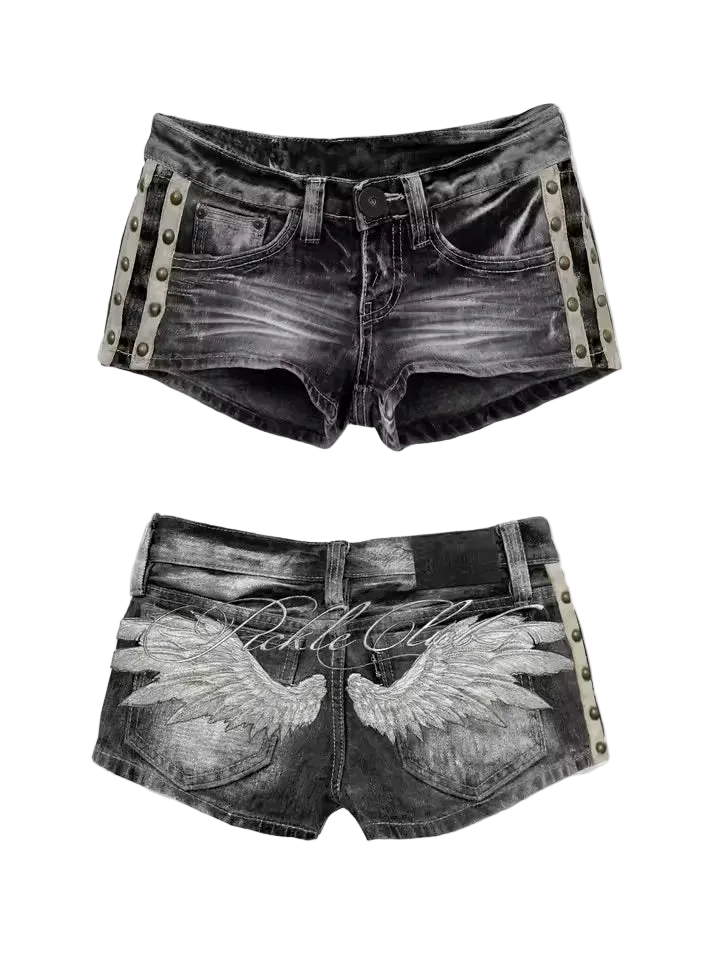 Angel Wings Denim Shorts